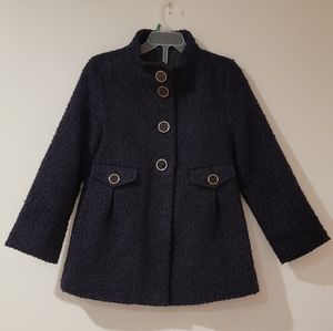 Gap Girls Blue and Black Wool Blend Pea Coat Size S (6-7)